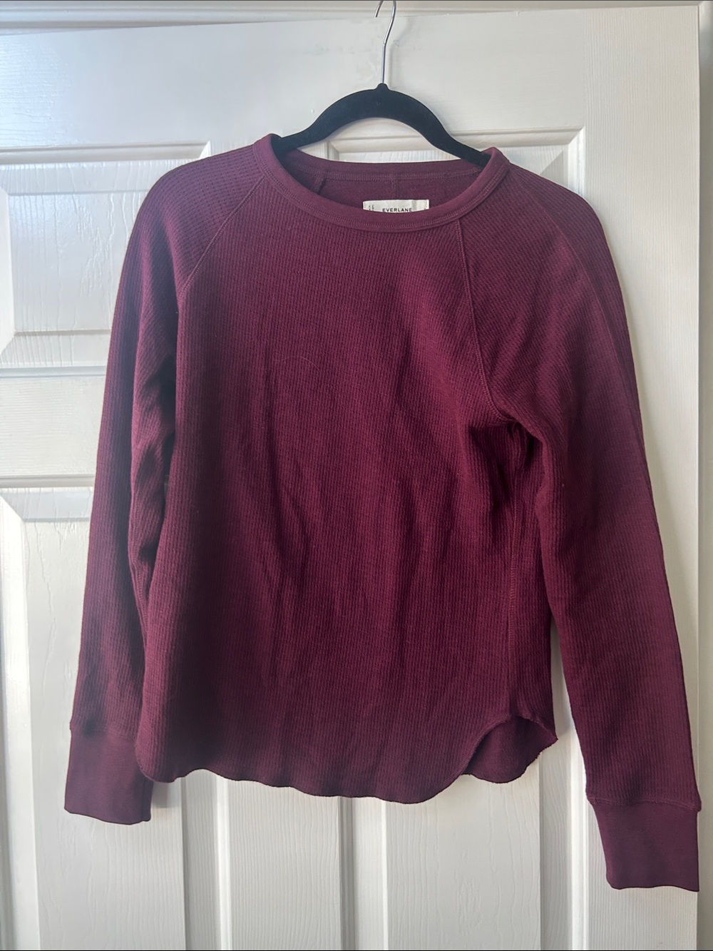 Everlane Burgundy Waffle-Knit Crewneck Sweatshirt